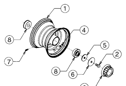 Front Wheel Diagram and Parts List for GT2186-44 13A298L710-13A298L712 Cub Cadet Lawn Tractor